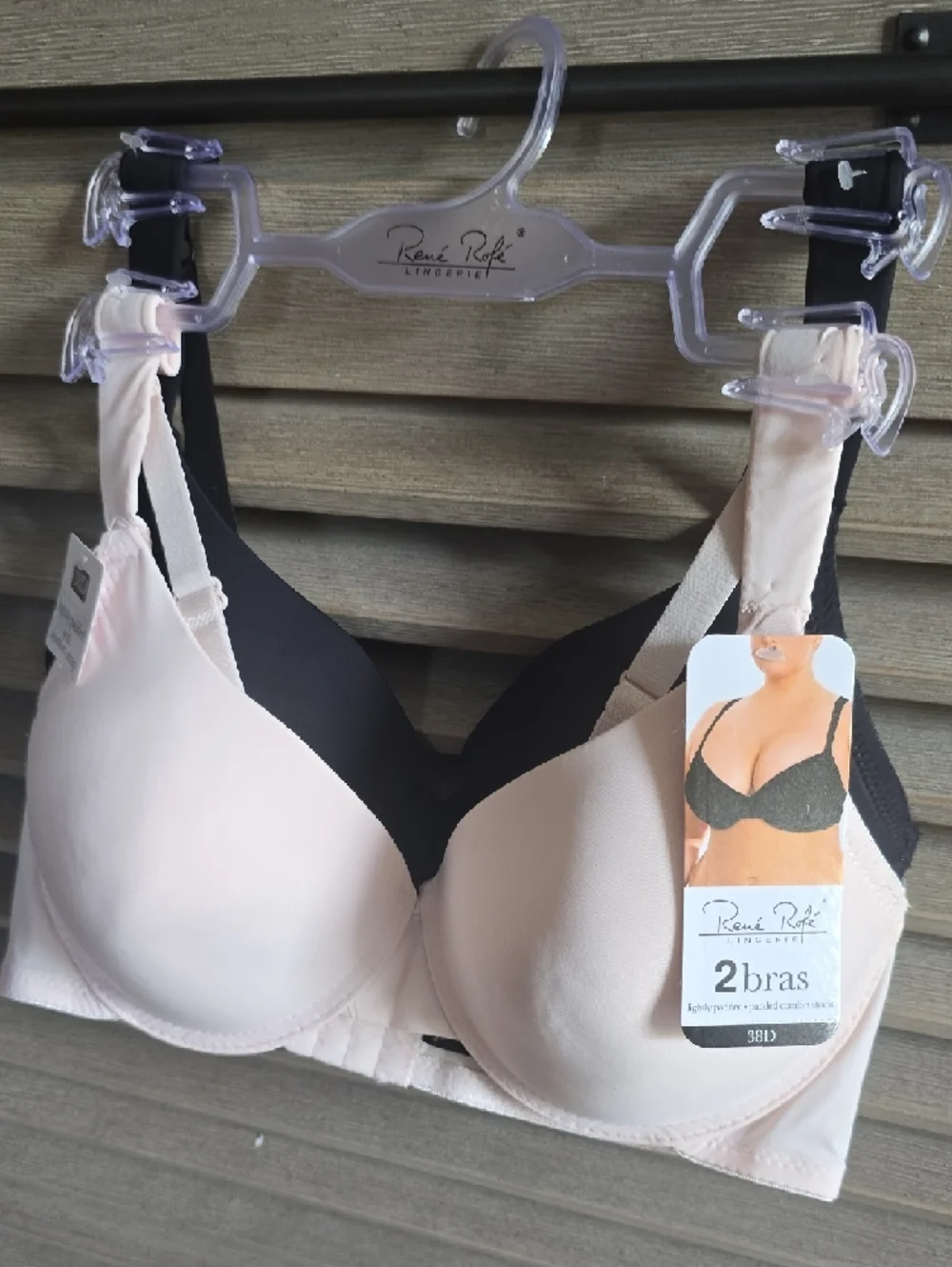 Rene Rofe Beige and Black 2-Pack T-Shirt Bras - Picture 6 of 11